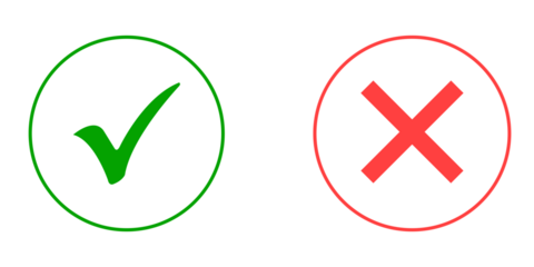 right and wrong check mark icon set