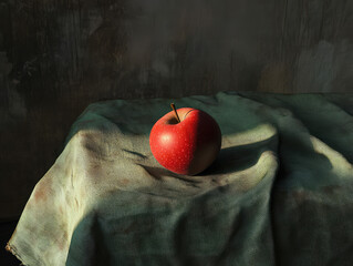 still life Apple on the table on the dark background