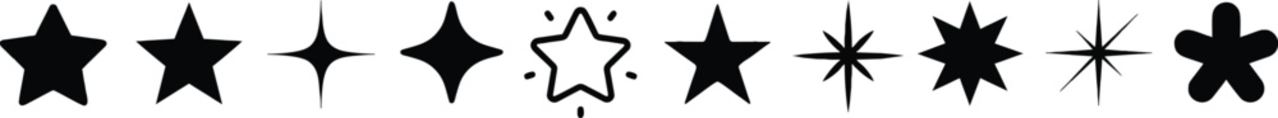 Different shapes of stars . Different stars . Stars shapes . 