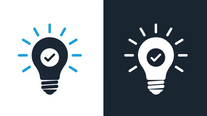 Blue icon set with light bulb ideas - Blue icon set - Solid icons vector collection - Vector icon set - Line and glyph solid icon set - Icon vector - Flat Design Icon