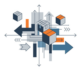 Fototapeta premium Geometric Abstract Relocation Vector Illustration