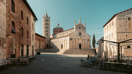 Historic town of Massa Marittima at sunrise, province of Grosseto, Tuscany, Italy