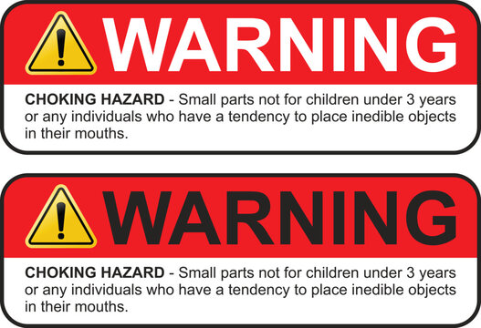 Red Choking Hazard Warning Label Vector Graphic for Small Parts Safety for Children