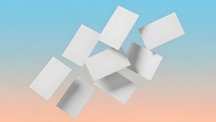 Abstract 3d white blocks floating on gradient background