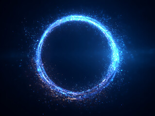 circle. twirl light. Glowing blue circular light ring overlay with sparkling particles for modern design and backgrounds, 光