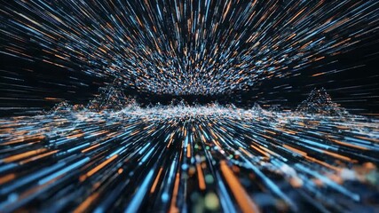 Dynamic abstract visualization of data flow in a digital network representing highspeed internet connection big data processing and futuristic technology with vibrant light trails and particles movin. - Powered by Adobe