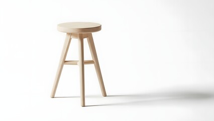 Modern wooden stool with three legs and round seat