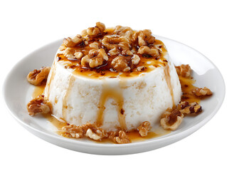 Creamy panna cotta with walnut topping