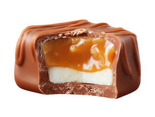 Chocolate candy bar with caramel and nougat