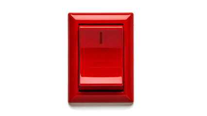 Vibrant Red Power Toggle Switch Isolated on a Clean White Background
