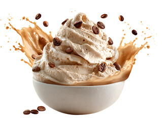Creamy coffee ice cream with coffee beans