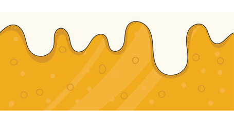 Square background of beer with foam and blue sky with the inscription Oktoberfest. Golden drink. Traditional beer festival. Beer holiday. Background for advertising or announcement. Vector