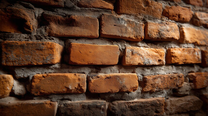 Rustic brick wall texture, aged urban charm showcase, subtle color variations visible, architectural heritage element, weathered material display, with copy space