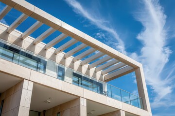 Modern architectural structure under blue skies