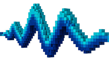 3D Pixelated Spiral Wave on White Background - Abstract Art