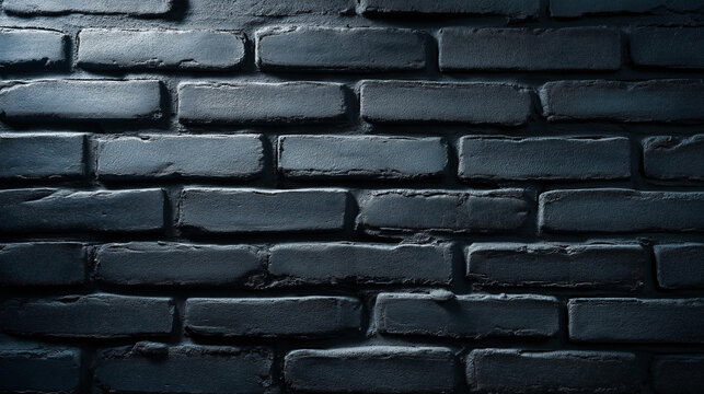 Textured black brick wall, subtle color tone variations, moody atmosphere creation, perfect backgrounds design, architectural element display, with copy space