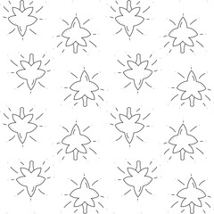 Vector seamless star pattern. Doodle star on a white background