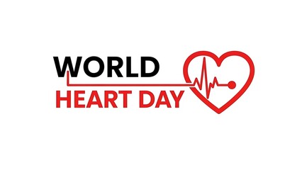 Minimalist World Heart Day Logo Design: Stylized Heart with ECG Waveform for Health Awareness Campaigns