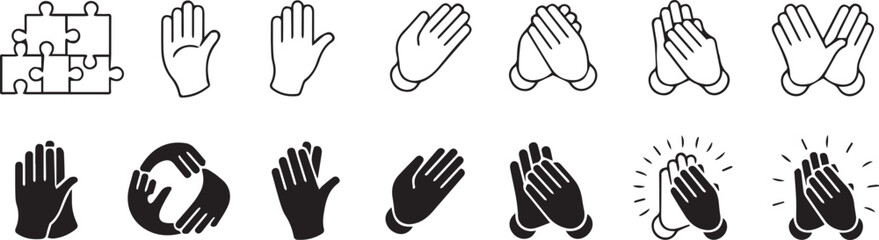 hand sign language and gesture icon pack vector outline symbols