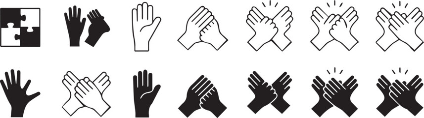 Fototapeta premium hand communication icons set simple line art hands and symbols