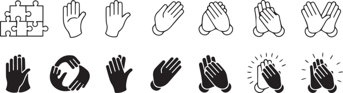 hand sign language and gesture icon pack vector outline symbols