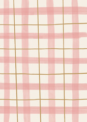 Plaid pink hand drawn card premade hand painted background PNG for poster, card, invitation template
