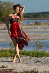 Pure Elegance: Brunette Beauty Embraces Natural Serenity on a Mexican Beach