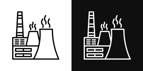 Obraz premium Heat power station icons - editable stroke vector illustration
