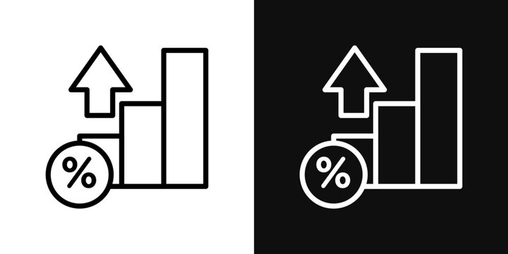 Interest growth icons - editable stroke vector illustration
