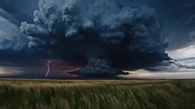 Dramatic Thunderstorm Unleashes Brilliant Lightning Strikes Across Vast Open Plains