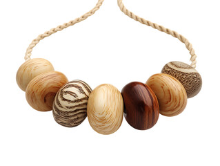 Natural wood bead necklace