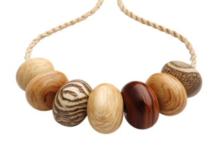 Natural wood bead necklace