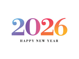 Elegant 2026 Happy New Year Pastel Gradient Number Typography