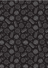 Cookies Black and white seamless pattern design 