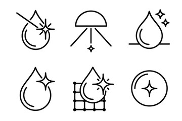 Dew Drops Icons. Line style icons of customized curriculum builders: adaptive lesson planner, personalized module grid, course