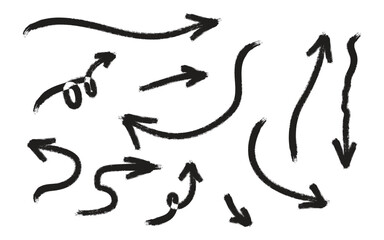 Hand Drawn Curved Arrows Set &ndash; Sketch Style Directional Arrows on transparent background