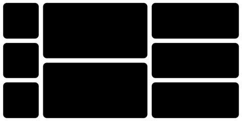 Template photo collage 8 pictures empty balck color for moodboard, album, bendo graphic design