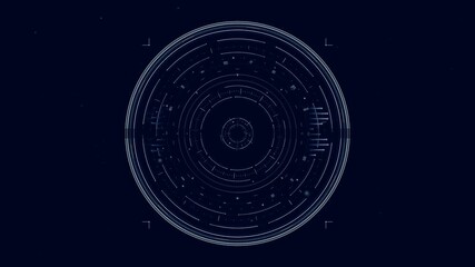 Hologram hud circle interface shows futuristic design in a dark environment with wires and pulse effects for digital applications - Powered by Adobe
