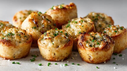 Fototapeta premium Mini savory bites photographed with soft shadows, neutral surface