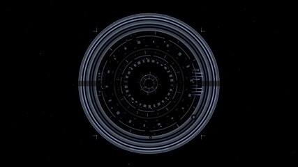 Hologram circle interface displays futuristic design in dark cyberspace setting with high-tech visuals and abstract patterns - Powered by Adobe
