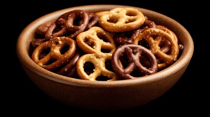 Pretzel snacks in kraft bowl, natural Christmas palette