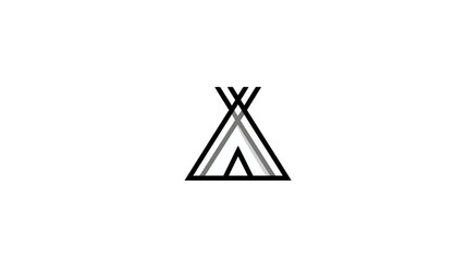 Minimalist Line Art Teepee Tent Icon - Simple Geometric Graphic for Camping, Outdoor Adventures, Native American Culture