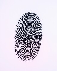Black Fingerprint On White Background Forensic Evidence Crime Investigation Concept