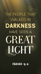 Isaiah Nine Two Bible Verse About Great Light Shining In Darkness Vector Poster