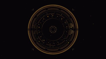 Hologram circle interface displays data in a futuristic environment with high-tech visuals and abstract elements in the background - Powered by Adobe