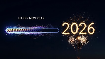 Naklejka premium Happy New Year 2026 – Festive Celebration Background Design | Loading bar style