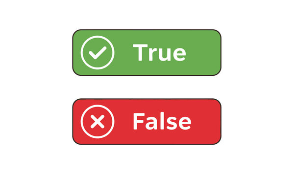 A visual representation of boolean values with a green true and red false button high quality