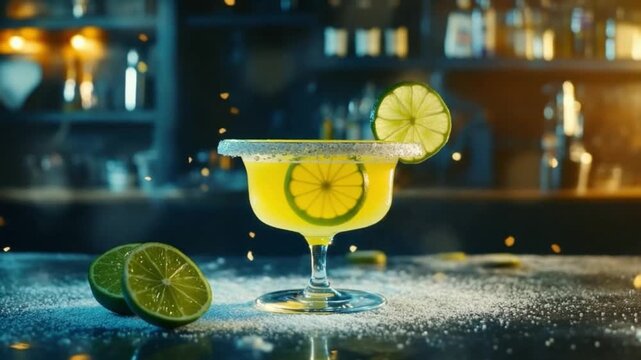 This lively video showcases an eye-catching margarita splash. Ideal for bar promotions, summer events, and cocktail crafting. Enjoy colorful, refreshing moments. AI