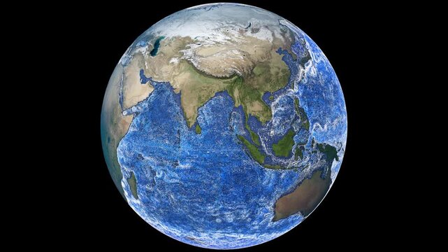 Graphic representation of ocean currents in waters of the world. Elements of this image furnished by NASA