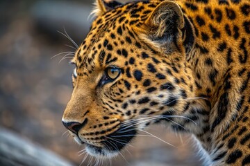 Obraz premium Leopard Walks Through Its Habitat in the Wild at Golden Hour